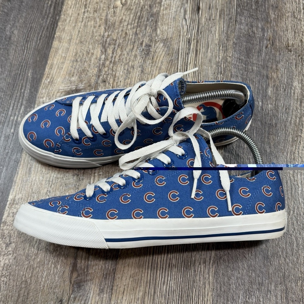 Chicago Cubs Shoes Row One Canvas Victory Sneakers Blue All-Over Logo M8‎ / W9.5 - Picture 5 of 11